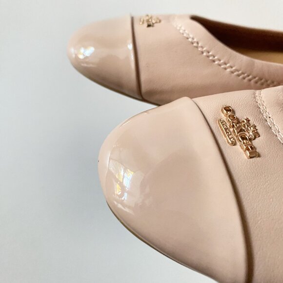 Coach Chelsea Matte Leather Patent Toe Ballet Flats Size EU 39/US 8.5 EXCELLENT - Picture 11 of 14